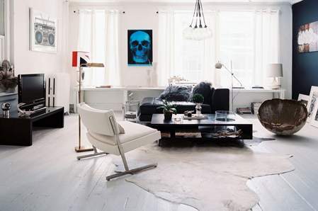 moderna crno-bela dnevna soba