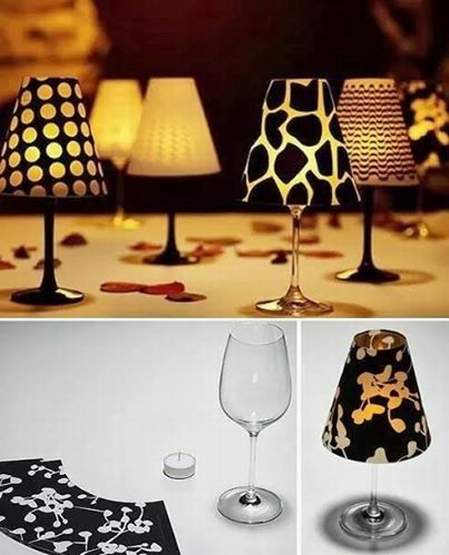 sveća u vinskoj čaši sa abažurom