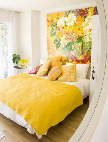 spavaća soba sa žutim detaljima